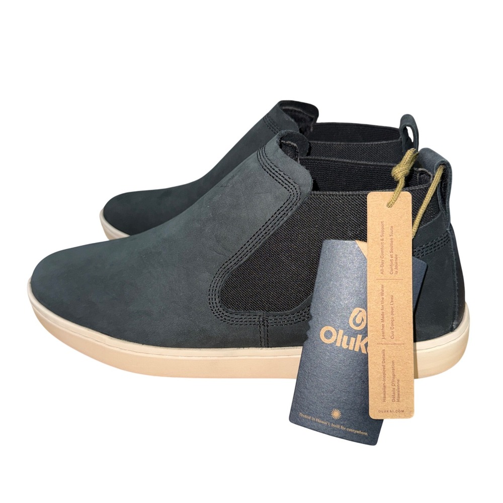 NEW OluKai Pehuea Mid Women 10 Boots Lava Rock Gray Nubuck Chelsea Sneaker 20546